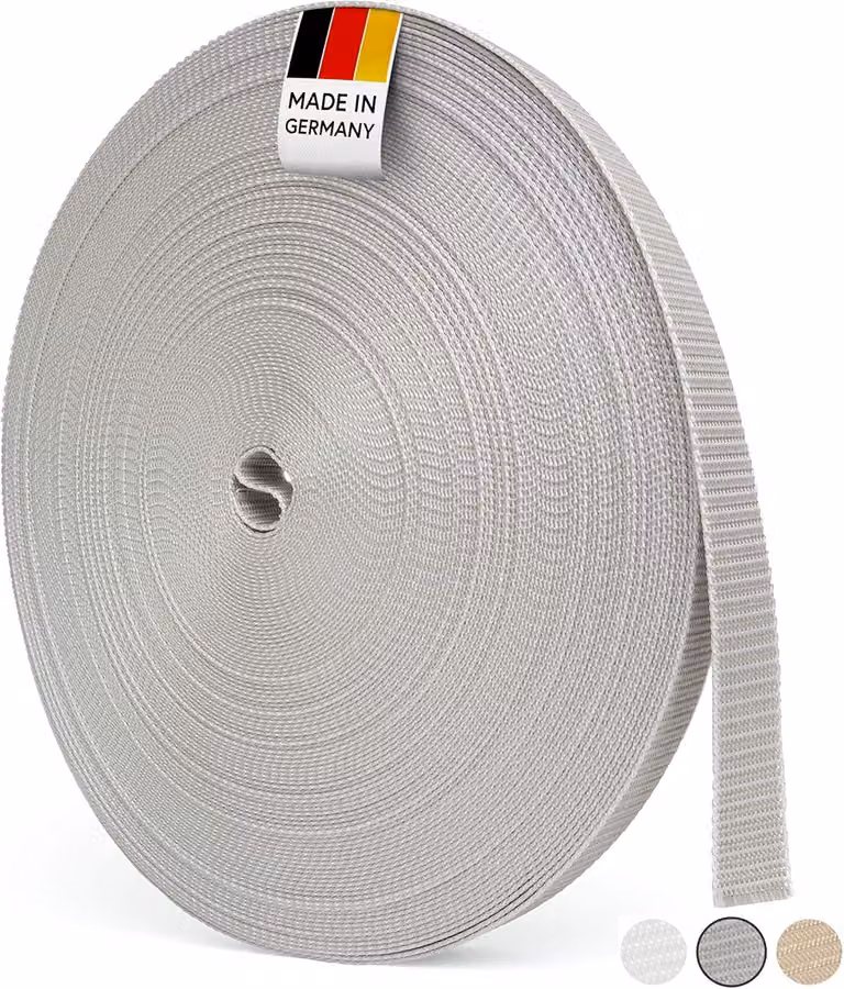Cinghia per avvolgibili, 50 metri, 14 mm, color beige chiaro, per finestre e porte