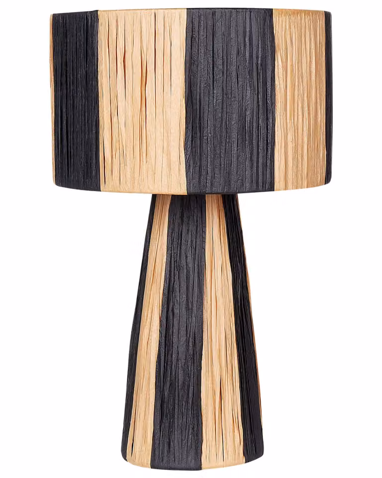 BELIANI Lampada da tavolo in rafia naturale e nera in stile boho accessorio decorativo per soggiorno camera da letto