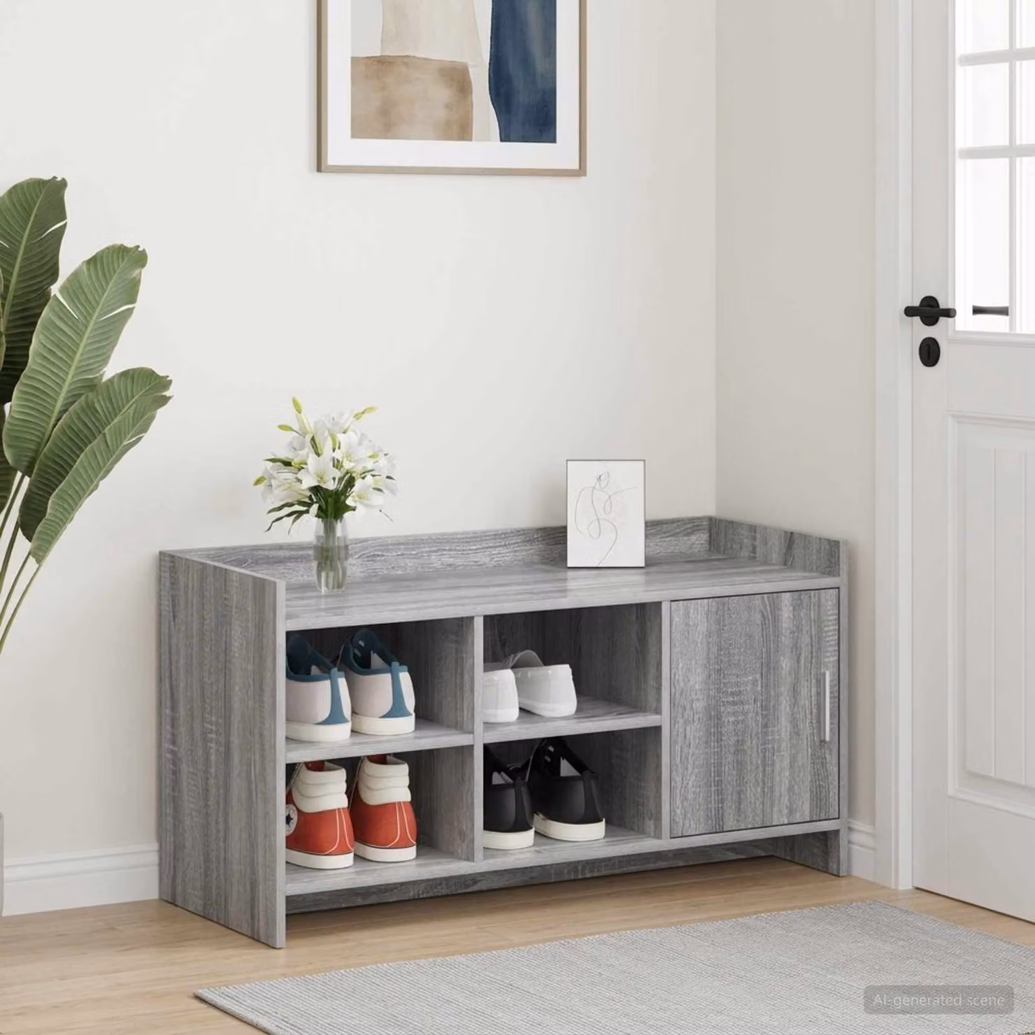 Mobile porta scarpe vidaXL con ante, grigio, L 100 x P 39,5 x H 51 cm