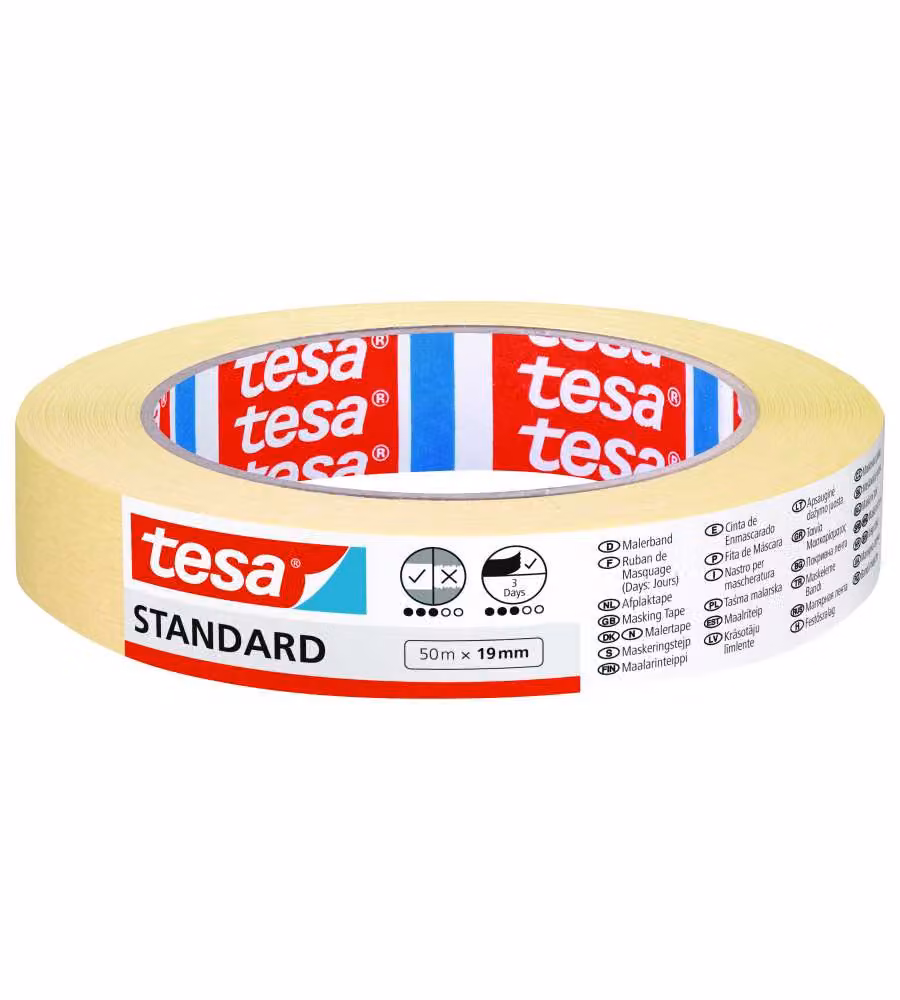 Tesa Nastro Mascheratura Standard 50 m x 19 mm Carta Rimozione Facile