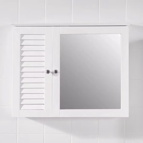 Mobile pensile da bagno moderno con specchio e ante scorrevoli in MDF laccato bianco e grigio
