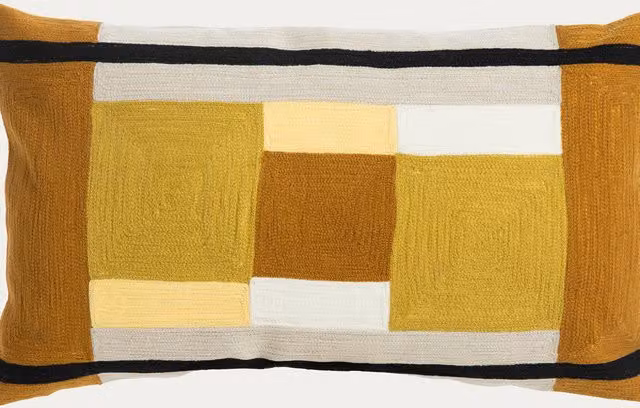 Cuscino Dea Kenay Home colorazione senape e marrone in cotone, L/P/H: 40 x 40 x 40 cm