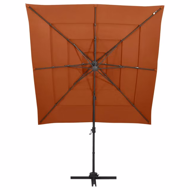 Ombrellone Videx a 4 Livelli con Palo in Alluminio e Copertura in Poliestere Arancione L/P: 250 x 250 cm