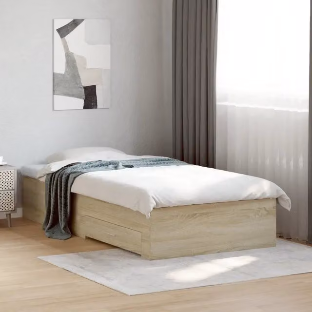 Giroletto Cassetti-Struttura Letto con contenitore Rovere Sonoma 90x200 cm Legno Multistrato 275962