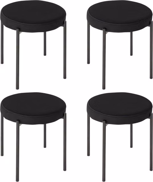 Sedia da pranzo XYLO in velluto nero con struttura in metallo, design moderno impilabile per cucina e sala da pranzo, L/P/H: 41,5 x 41,5 x 46 cm