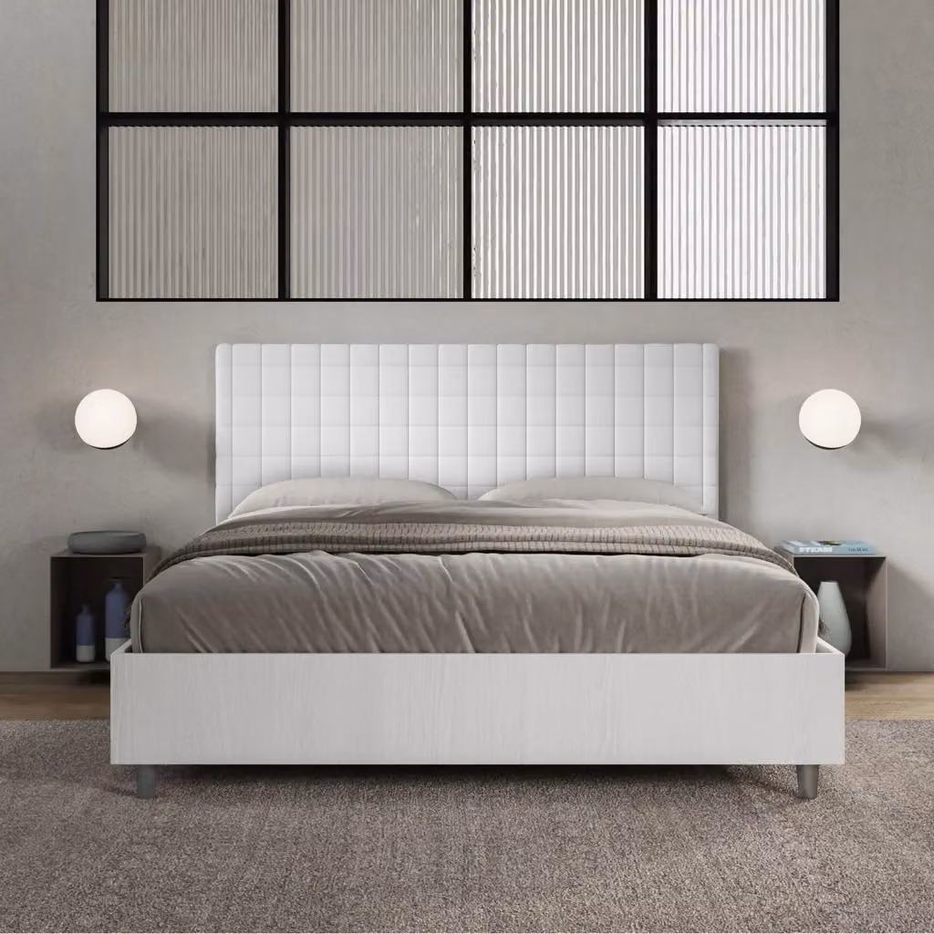 Letto Matrimoniale con Contenitore e Base a Sollevamento GIORDANOSHOP Bianco L/P/H: 160 x 200 x 113 cm – 2