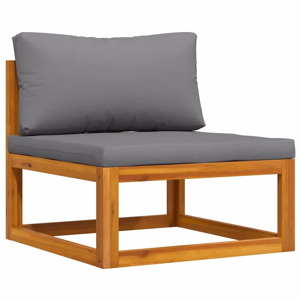 Divano Centrale Modulare Design Mania in Legno di Acacia con Cuscini Grigio Scuro per Esterno – 2