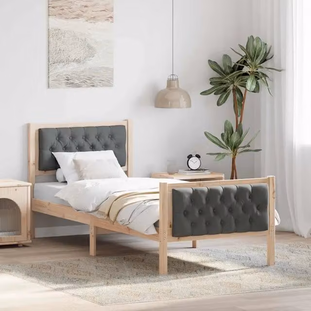 Struttura del letto-Giroletto Grigio scuro 75 x 190 cm Pino massello 772026