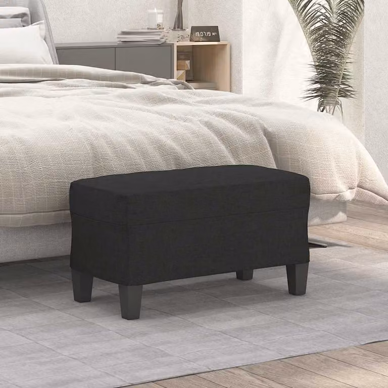Panca moderna vidaXL in tessuto nero con struttura in legno L: 70 cm, P: 35 cm, H: 41 cm