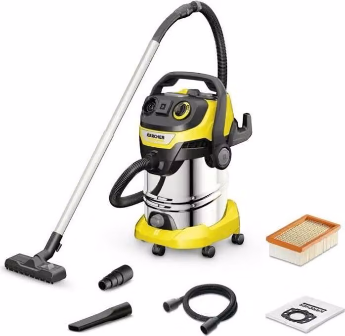 Aspirapolvere/aspiraliquidi Kärcher WD 6 P S V-30/6/22/T, serbatoio in acciaio inox da 30 l, 1300 W, presa per utensili