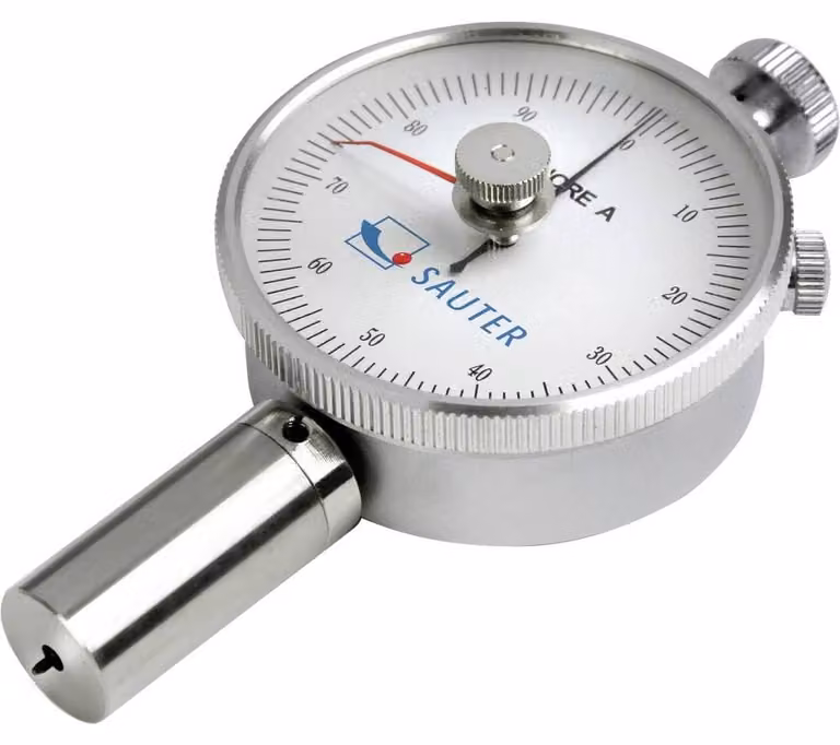 Durometro Shore-A, scala 0–100 HA, analogico, con indicatore a slitta, 115 mm