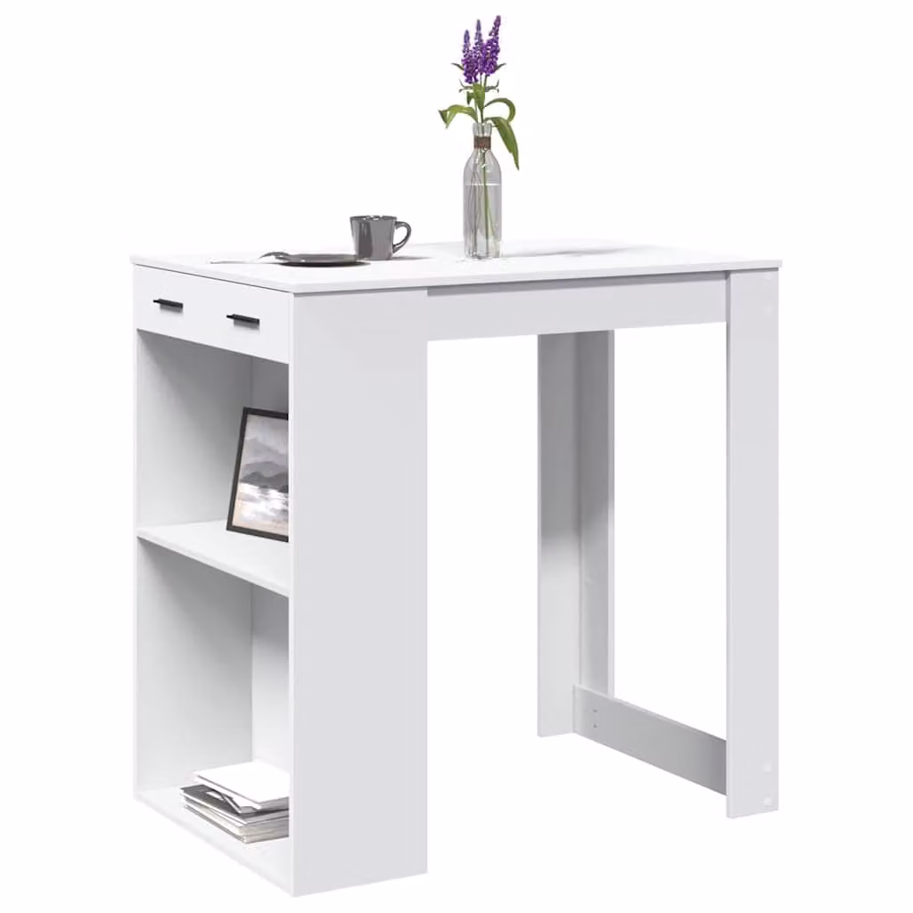 vidaXL Tavolo da Bar Bianco in MDF con Finitura Opaca L: 102 cm, P: 70 cm, H: 103,5 cm