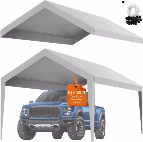 Telo di ricambio per tendalino Vevor per posto auto coperto, impermeabile e protezione UV, colore grigio, L: 609,6 cm x P: 304,8 cm