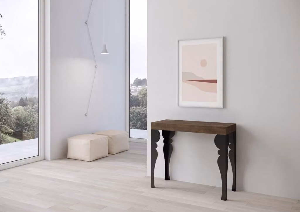 Consolle Allungabile Moderna GIORDANOSHOP in Nobilitato Marrone L/P/H: 90-196 x 40 x 77 cm – 2
