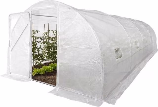 Serra a tunnel da giardino "Mimosa" con porta - 18 m² - 180 g - Bianco