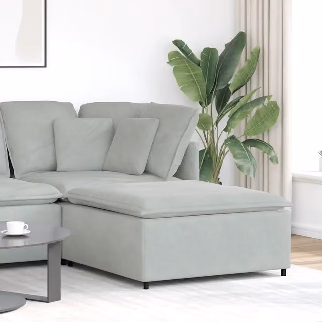 Poggiapiedi Modulare vidaXL in Velluto Grigio L: 100 cm, P: 100 cm, H: 48 cm