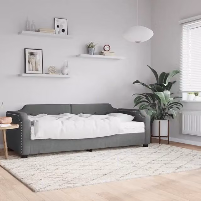 Divano Letto con Materasso Grigio Scuro 80x200 cm in Tessuto 3197612