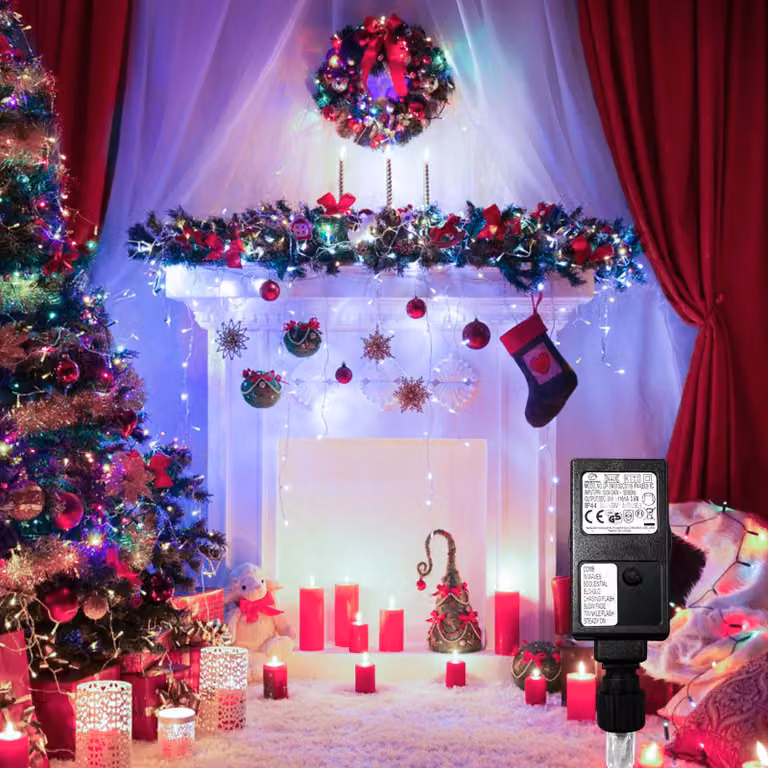 Catena luminosa LED Ikodm, tenda luminosa con 200 LED, luce bianca fredda, 5 metri, 31 V, grado di protezione IP44, 8 modalità, ideale per finestre e balconi durante il periodo natalizio