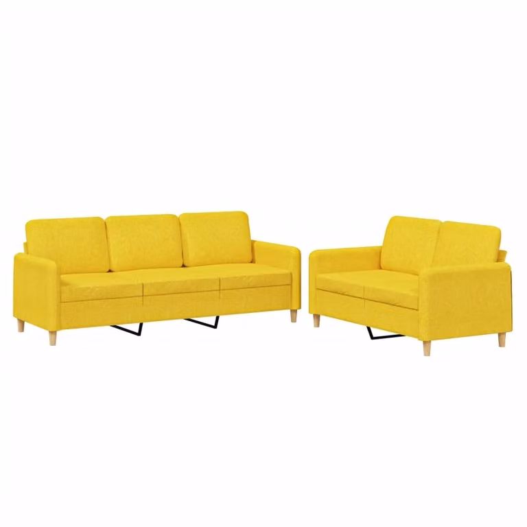 SYFAX™ Set di Divani 2 pz con Cuscini Giallo Chiaro in Tessuto