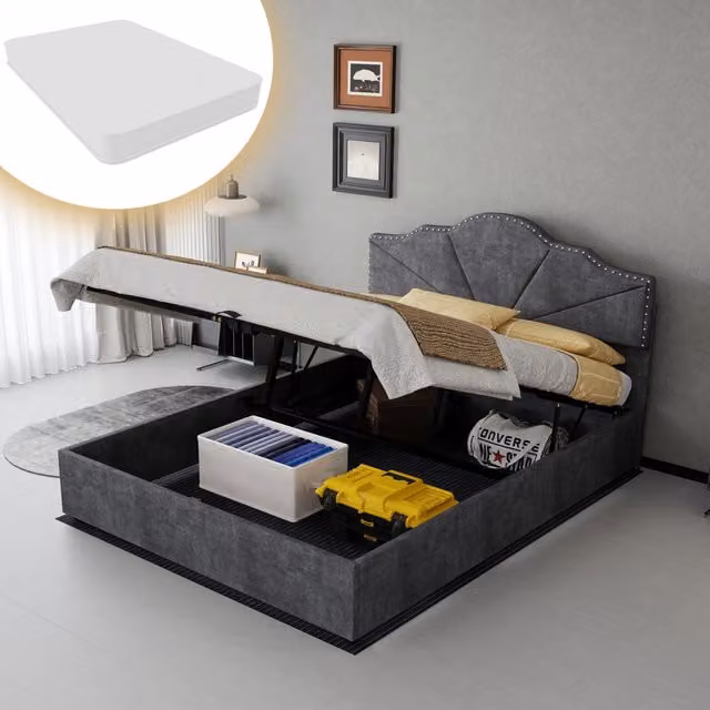 letto moderno in tessuto e metallo grigio 140 x 200 cm