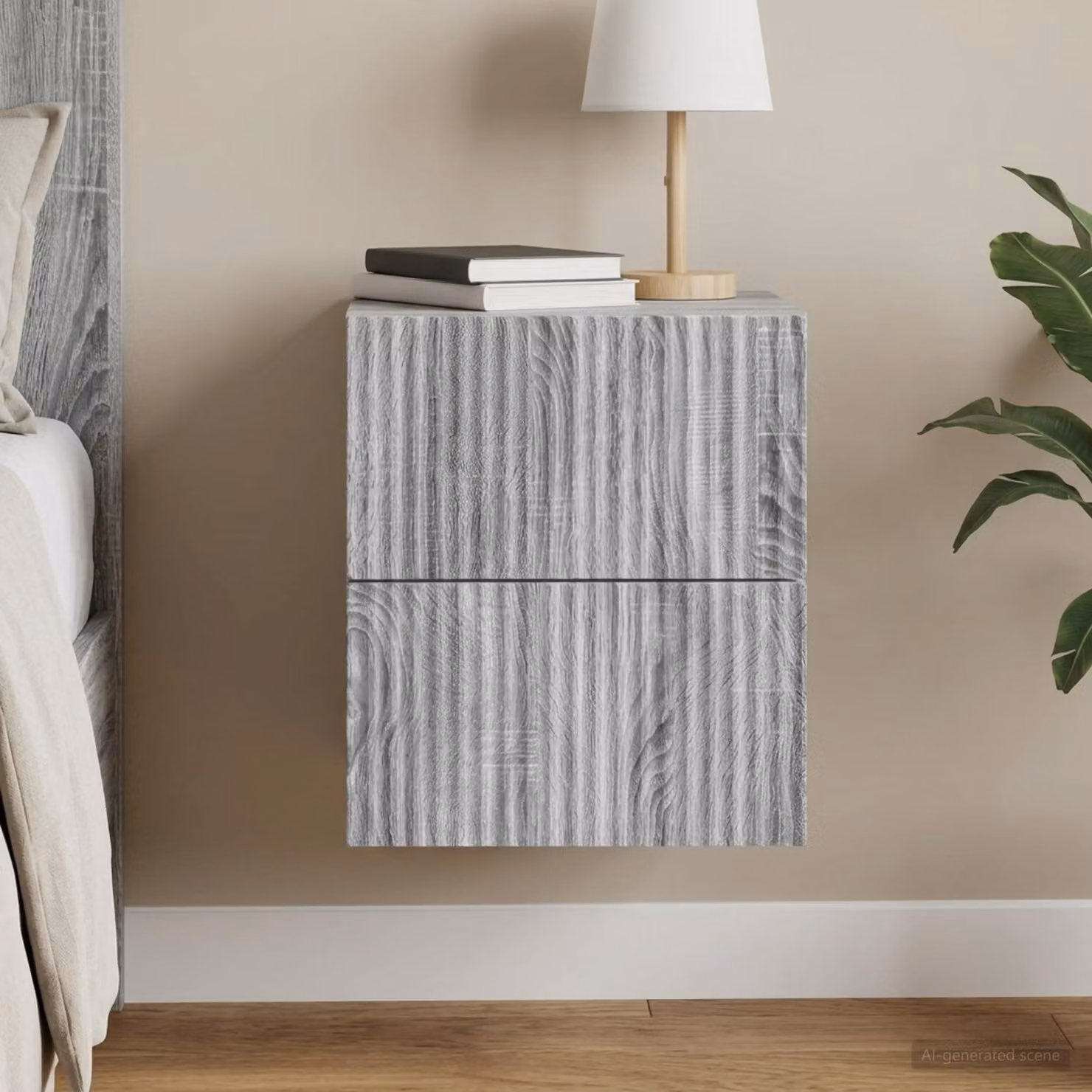vidaXL Mobiletto da notte sospeso Grigio Sonoma L 33 cm x P 34,5 cm x H 40 cm