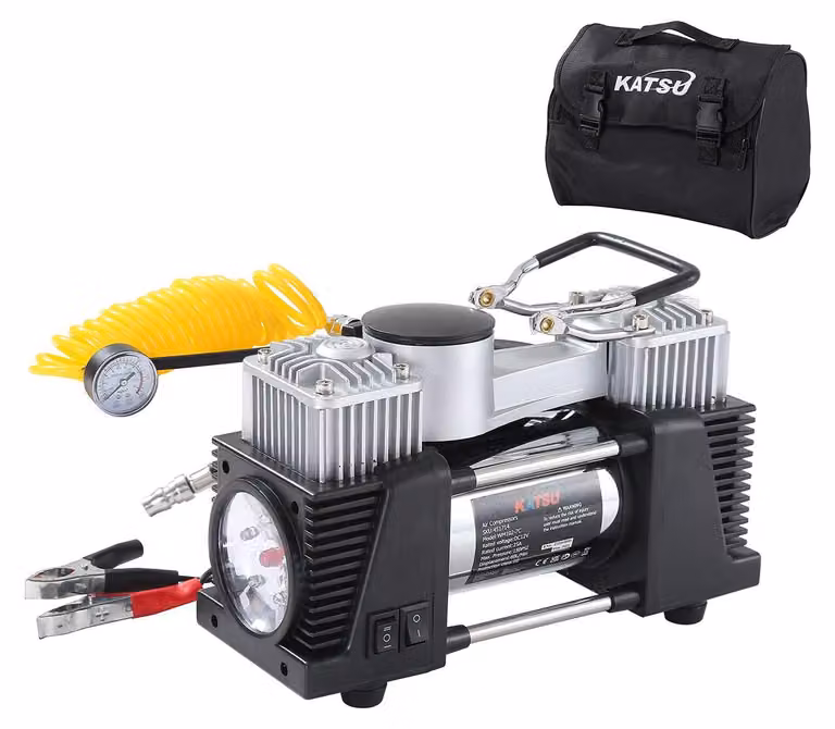 Compressore d'aria, a due cilindri, 150 psi, 12 V, 32 ampere, con luce a LED