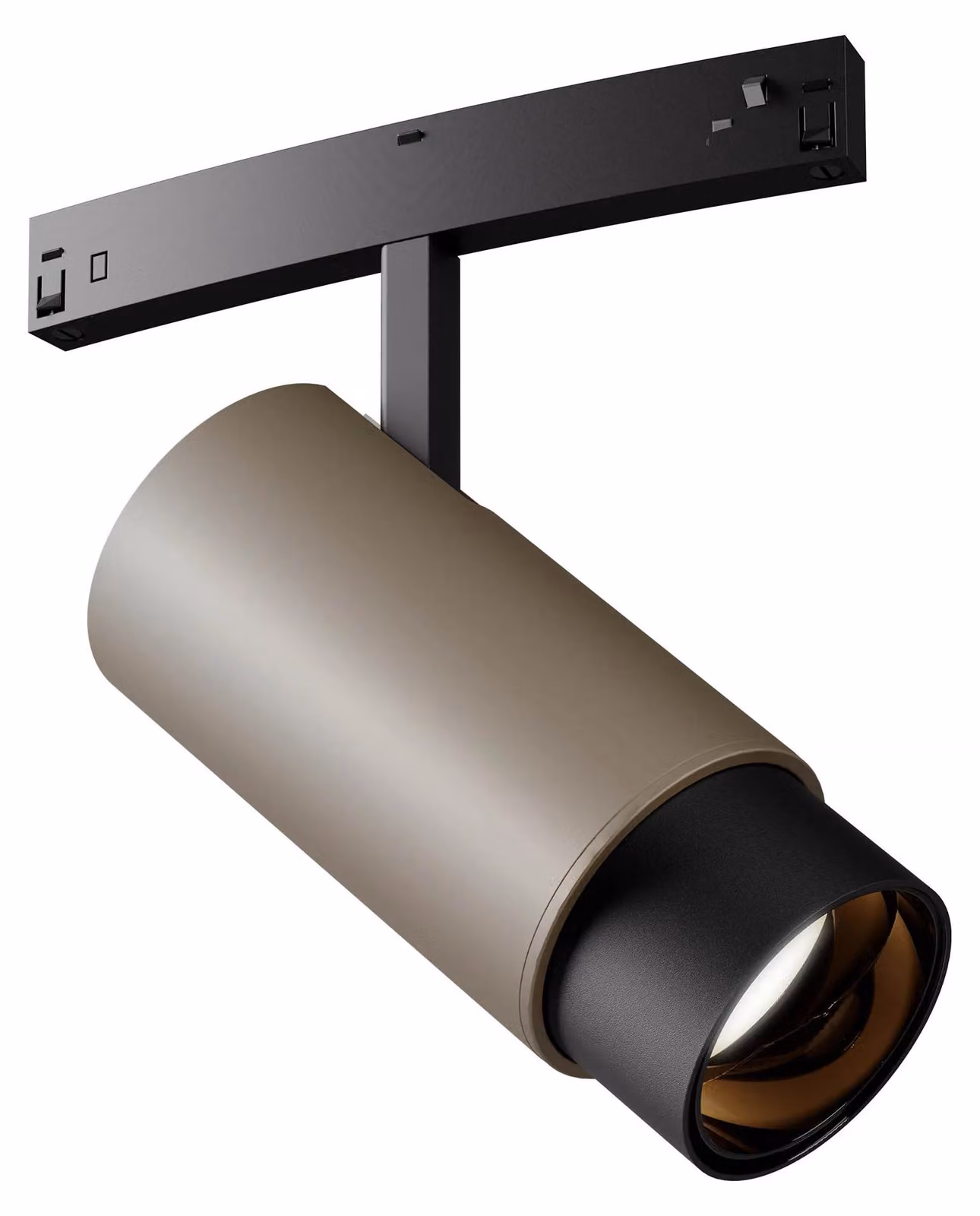 ARELUX XNET ADJ. MINI PROIETTORE per PROFILI CURVI, 14,2W, 48V DC, CRI 90, 3000K, angolo di emissione 18-45°, UGR < 10 (a 18°), colore: argento caffè