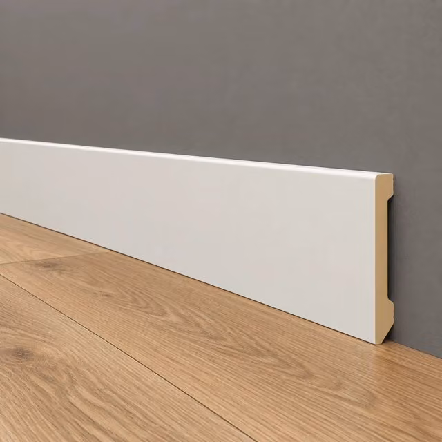 pacco da 152 ML di Battiscopa DRITTO in POLIMERI EqualWood HI-TEC 100x14mm - BIANCO