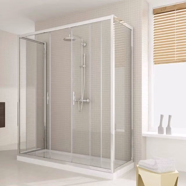 Box Doccia 3 Lati 75x120x75 cm 2 Ante Scorrevoli in Cristallo Trasparente 6mm H198 Fosterberg Viborg Trio