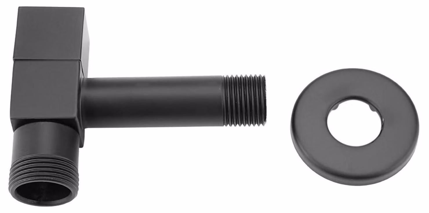 Rubinetto per lavatrice, nero, quadrato, in ottone, da montare a parete, per acqua fredda, attacchi G3/4 e G1/2