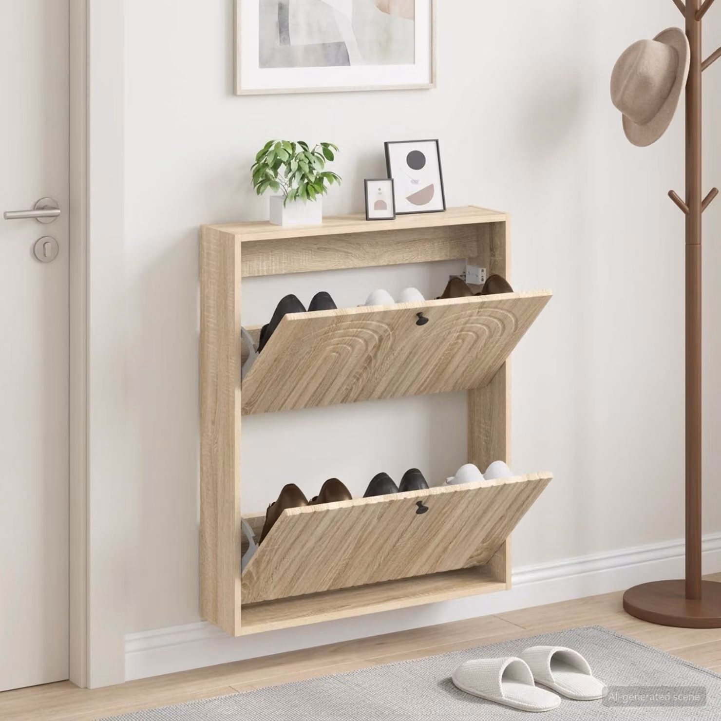 vidaXL Mobiletto per Scarpe da Muro ALKMAAR Moderno con Scomparti Basculanti L: 71 cm, P: 17 cm, H: 86 cm