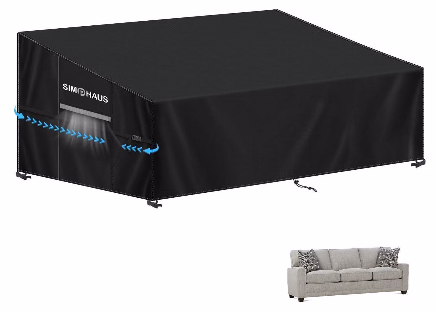 Copertura impermeabile per divano da giardino a 3 posti, realizzata in tessuto Oxford 420D, dimensioni 205x85x81/61 cm