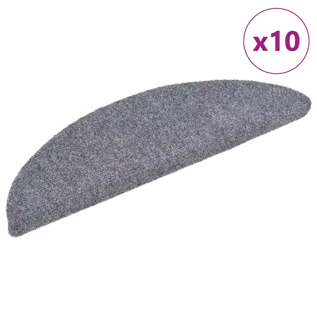 vidaXL Tappetini per scale autoadesivi 10 pz 56x17x3 cm Grigio chiaro semicircolari