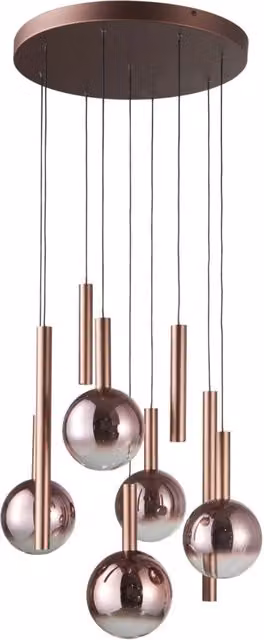 Lampadario Camino rame sfere stick LED 54W Italux