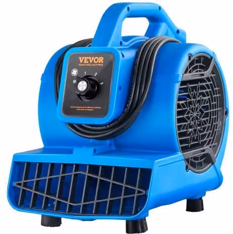 VEVOR Ventilatore Pavimento 1360 Giri/min Ventilatore per Asciuga Moquette Portatile 16,99 m³/min 4 Angoli di Soffio 3 Impostazioni di Velocità per Impianti Idraulici Domestici Commerciali di Pulizia