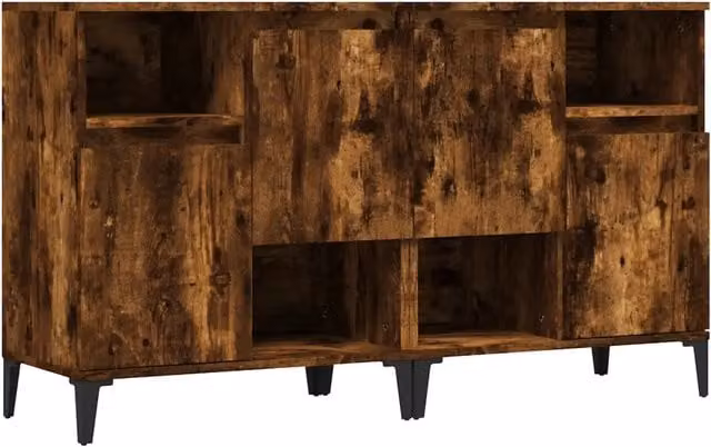 Credenze 2pz | Madia | Buffet da pranzo | Armadio da pranzo Rovere Fumo 60x35x70 cm in Legno Multistrato