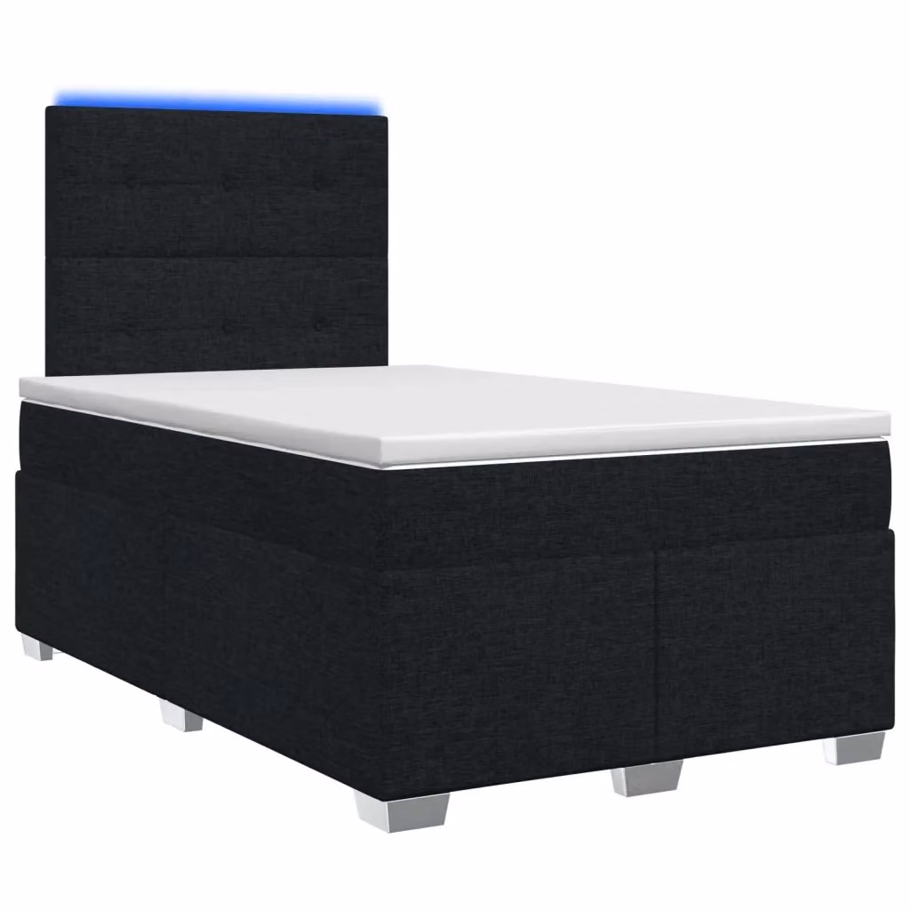 Letto box spring ibrido vidaXL con materasso e base contenitore con illuminazione sottostante e porta USB, colore nero, L/P: 120 x 200 cm – 2