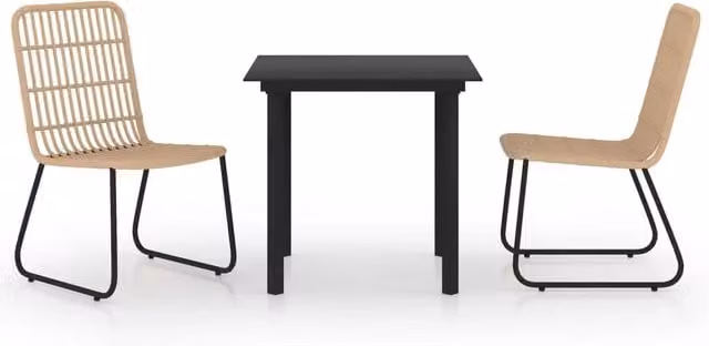 Set da pranzo da giardino Outsunny in 3 pezzi in polyrattan e vetro, moderno, marrone e nero