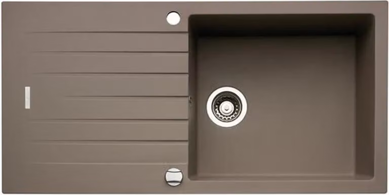 Lavello NABER ANGOLA 100L in CONCRETE con miscelatore girevole cromato / Lavello da appoggio / Monovasca / Larghezza mobile 60 cm