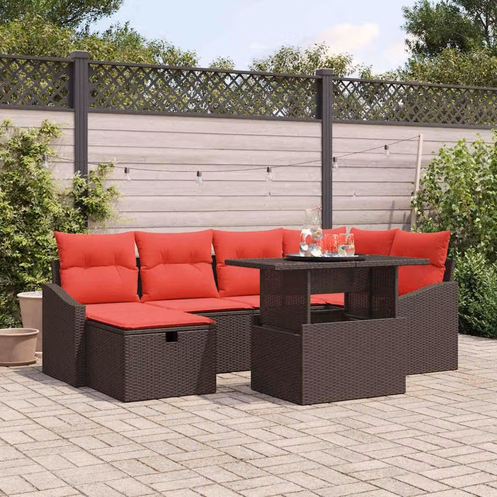 Maison Exclusive - Set da giardino composto da 7 pezzi, divano in rattan sintetico