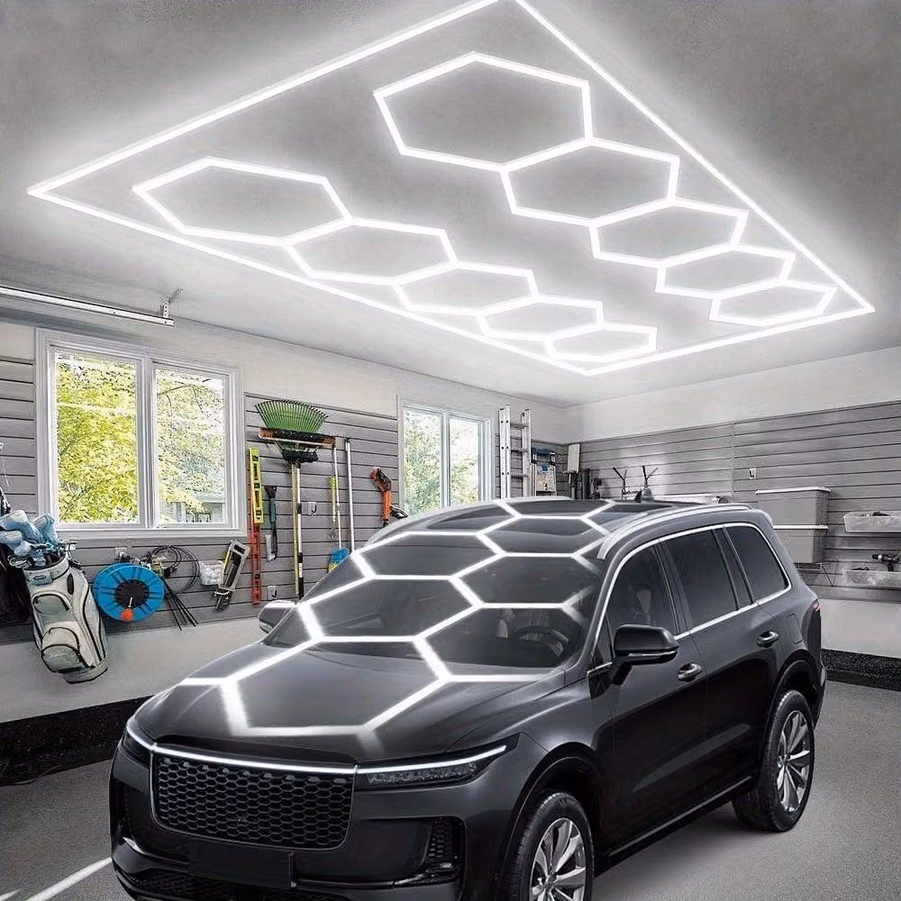 Lampada a soffitto LED esagonale - Illuminazione a soffitto a LED - Lampada per garage - Illuminazione per officina