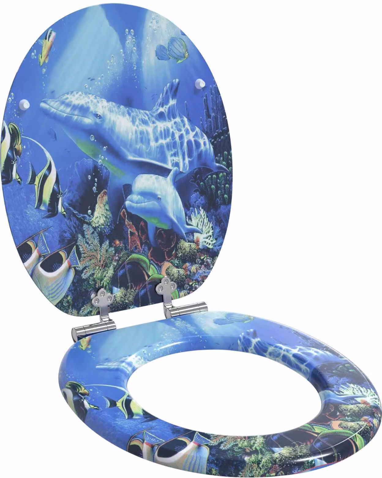 Sedile per toilette con chiusura morbida Blu 44 x 38 cm