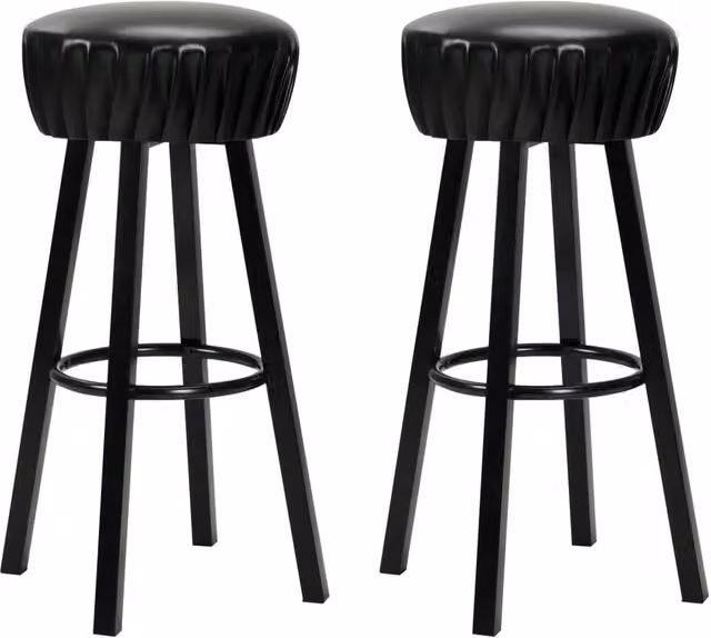 Set di due sgabelli da bar in stile industriale con seduta in ecopelle nera e struttura in metallo HELLOSHOP26 – 1