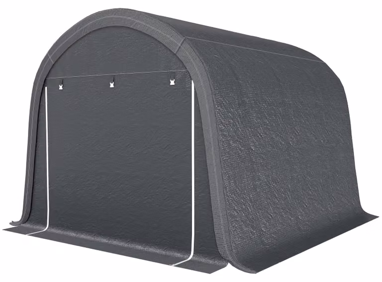 Casetta per attrezzi Outsunny in PVC 3 x 3 m con protezione UV, due porte avvolgibili, colore grigio