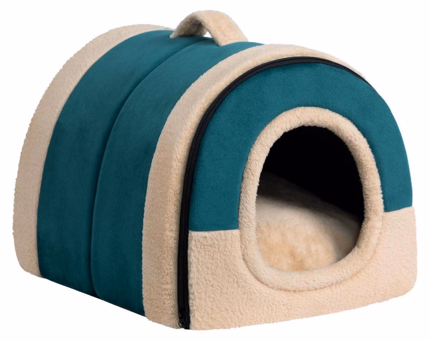 Cuccia per gatti, lettino per cani 2-in-1, pieghevole, verde, 42x35x35 cm, realizzata in cristallo, velluto e cotone PP
