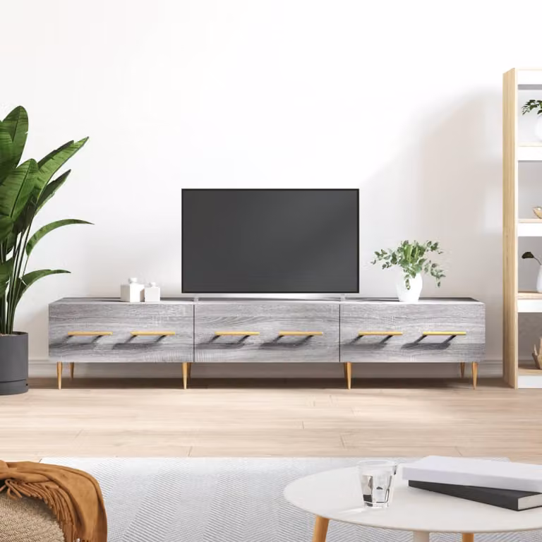vidaXL Mobile Porta TV Moderno Grigio in Legno e Metallo L: 150 cm, P: 36 cm, H: 30 cm