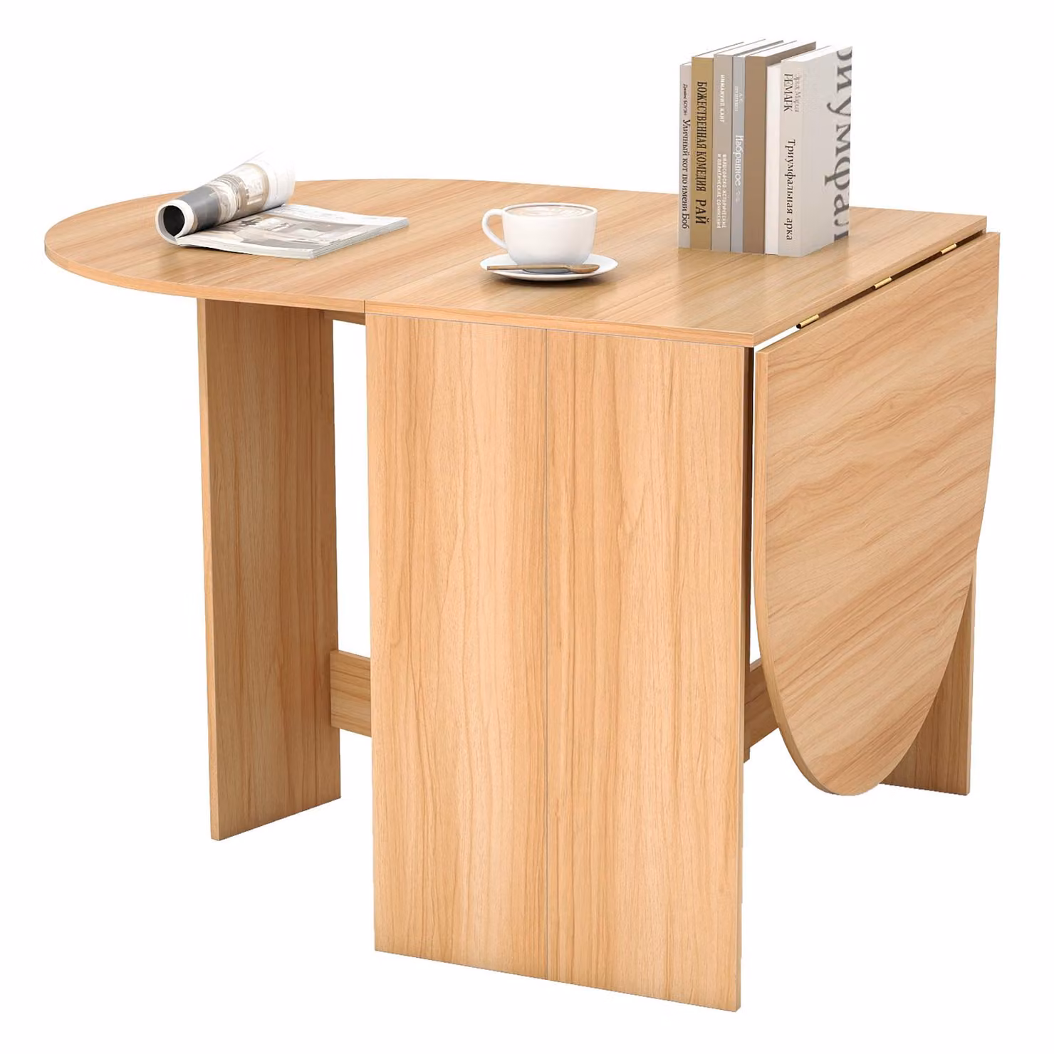 COSTWAY Tavolo da pranzo pieghevole, tavolo da cucina per 4-7 persone, tavolo da sala da pranzo con capacità di carico fino a 60 kg Legno per piccoli ambienti 163x80x75cm Naturale