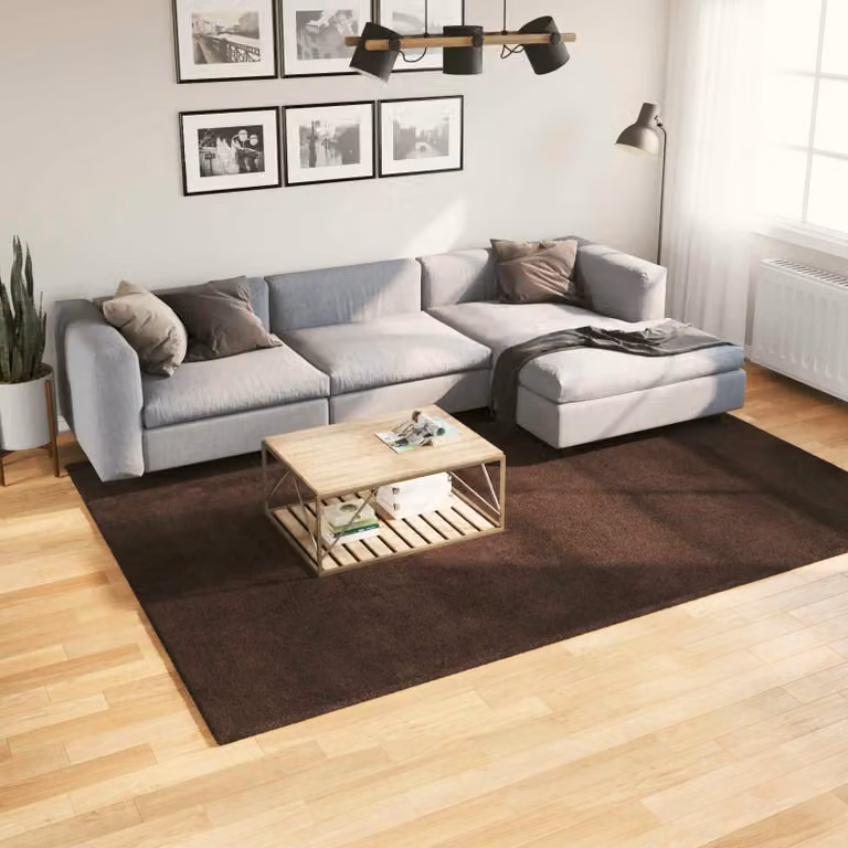 Tappeto moderno vidaXL HUARTE Marrone in poliestere, lavabile e antiscivolo, L 280 x P 200 cm