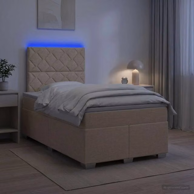 Letto box spring con materasso Crema 120 x 200 cm Tessuto 3454857