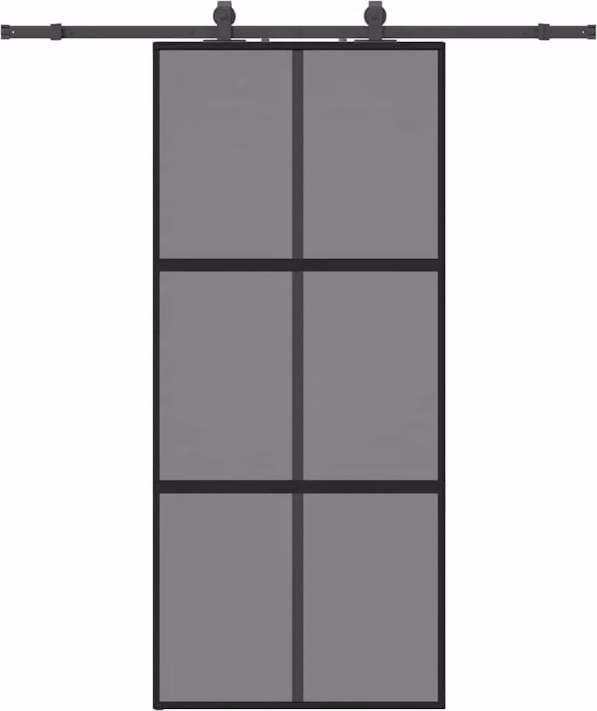 Porta Scorrevole Set Ferramenta Nera 90x205 cm Vetro Temperato